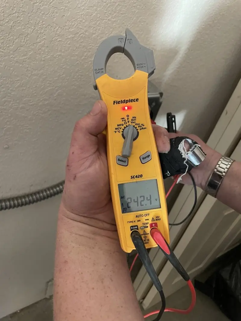 Voltage testing with clamp meter during Generator Installation in West Penn